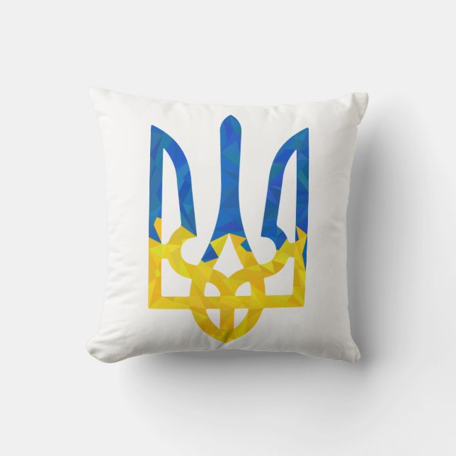 Låg polygonisk ukrainsk trident kudde (Framsida)