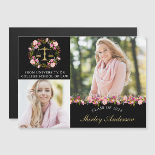 Lag School Blommigt Studenten Announcement Magnet