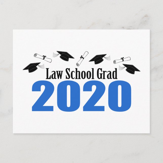 Lag School Grad 2020 vykort Inbjudan (blått kort) (Framsida)
