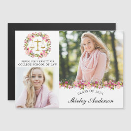 Lag School Studenten Blommigt Announement Magnet