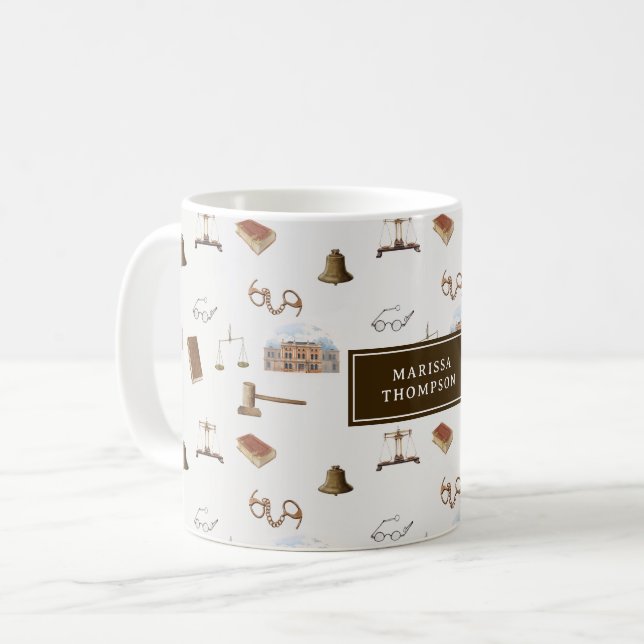 Lag skalar Gavel Legal Antique Mönster Kaffemugg (Framsida vänster)
