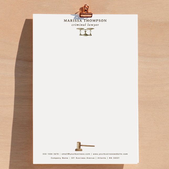Lag skalar Gavel Legal Antique-Professionell Brevhuvud (Law Scales Gavel Legal Antique Professional Letterhead)