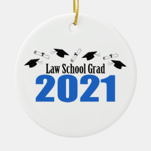 Lag-skolans Grad 2021 Caps and Diplomas (Blue) Julgransprydnad Keramik