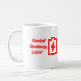 Låg social batteri Introvert Roligt Minimalist Kaffemugg