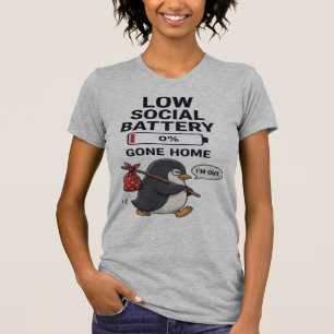 Låg socialt batteri 0% Gått hem T-Shirt