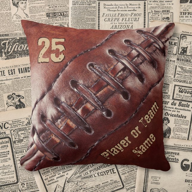Lag, spelarens namn och nummer fotbollskuddar kudde (Personalized Football Pillows. Vintage Football Decor. Gift Ideas for Seniors. Sports man cave.)