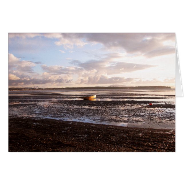 LÅG TIDE PÅ SOLNEDGÅNGEN HÄLSNINGSKORT (Framsidan Horizontal)