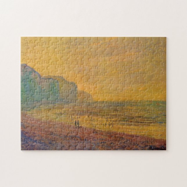 Låg tide Pourville Misty Weather Monet Fine Art Pussel (Horisontell)