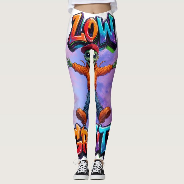 Låg Tyngdkraft Rolig Alien Rymd Humor Design Leggings (Framsida)