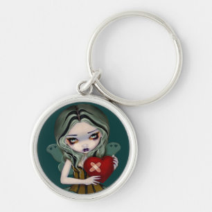 "Laga en bruten hjärta" Keychain Rund Silverfärgad Nyckelring