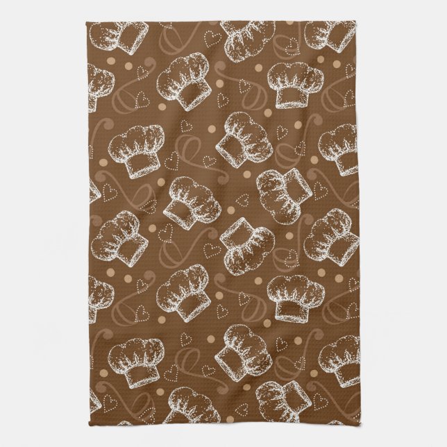 Laga mat mönster med kockhatten kökshandduk (Vertikal)