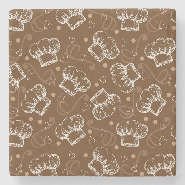 Laga mat mönster med kockhatten underlägg sten (Framsidan)