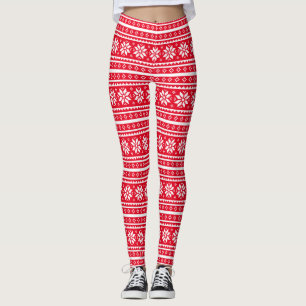 Laga rödful christmas sweater mönster leggings
