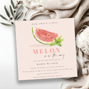 Laga vår lilla Melon Watercolor Baby Shower Inbjudningar