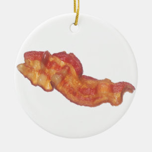 Lagad mat bacon julgransprydnad keramik