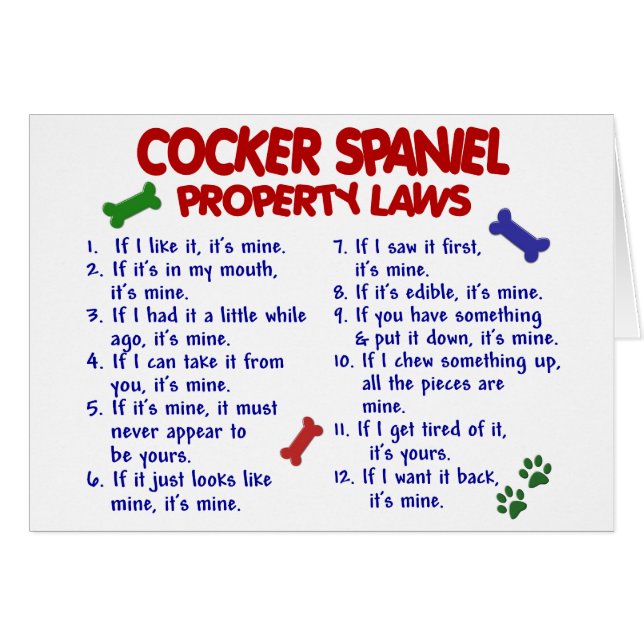 Lagar 2 för COCKERSPANIELSPANIELegendom Hälsningskort (Framsidan Horizontal)