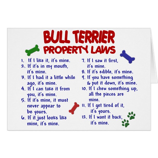 Lagar 2 för TJURTERRIERegendom Hälsningskort (Framsidan Horizontal)