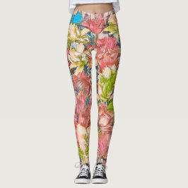 Lagar av Blommigt med flera Färgader (skönhet) Leggings