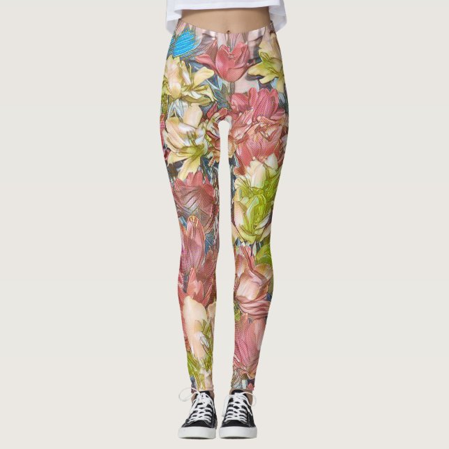 Lagar av Blommigt med flera Färgader (skönhet) Leggings (Framsida)