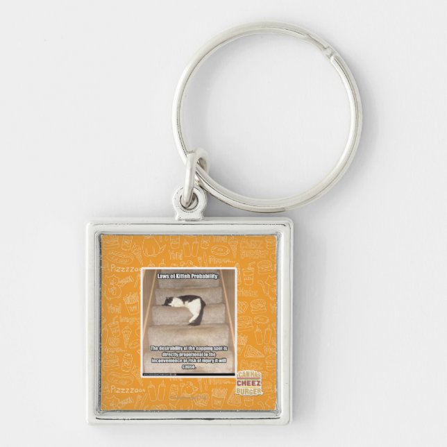 Lagar av den Kitteh probabilityen Fyrkantig Silverfärgad Nyckelring (Framsidan)