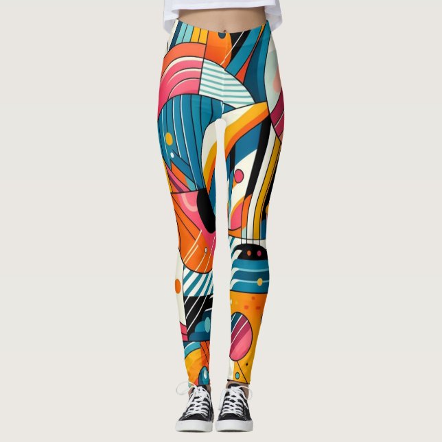 Lagar - färgstark geometrisk design, konst leggings (Framsida)