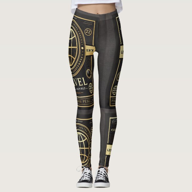 Lagar med lyxetikett-inspirerad av Black & Guld Leggings (Framsida)