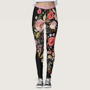 Lagar med stora fet Blommigt i flera färger Leggings