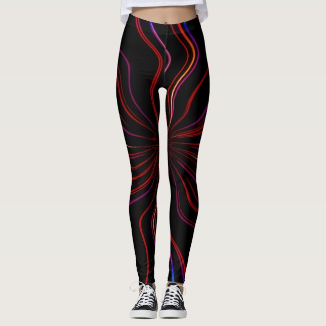 Lagar med unik teckningsdesign leggings (Framsida)