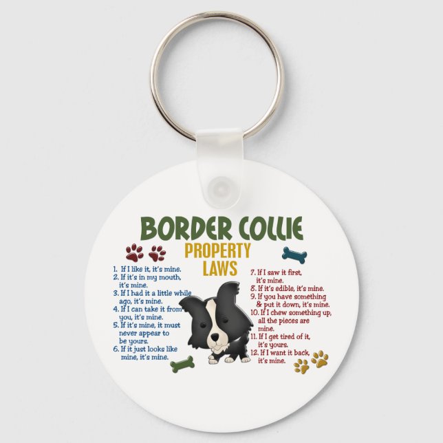 Lagar om gräns Collie Egendom 4 Nyckelring (Framsida)
