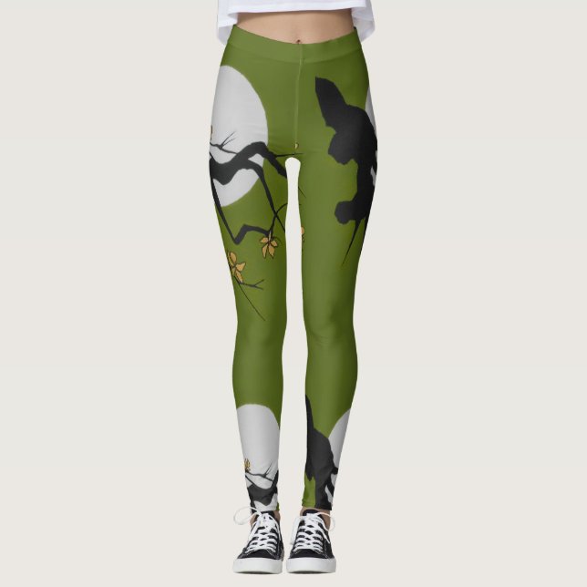 Lagar - Origg. Art Asiatisk Gren/Grönt/svart/vit Leggings (Framsida)