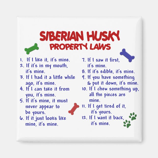 Lagarna siberian husky Egendom 2 Magnet (Framsidan)