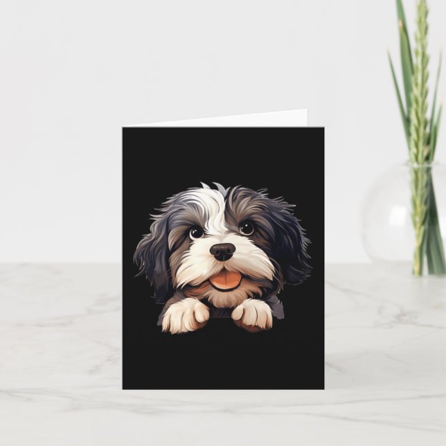 Lågchen hund mamma pappa kikande valp kort (Framsida)