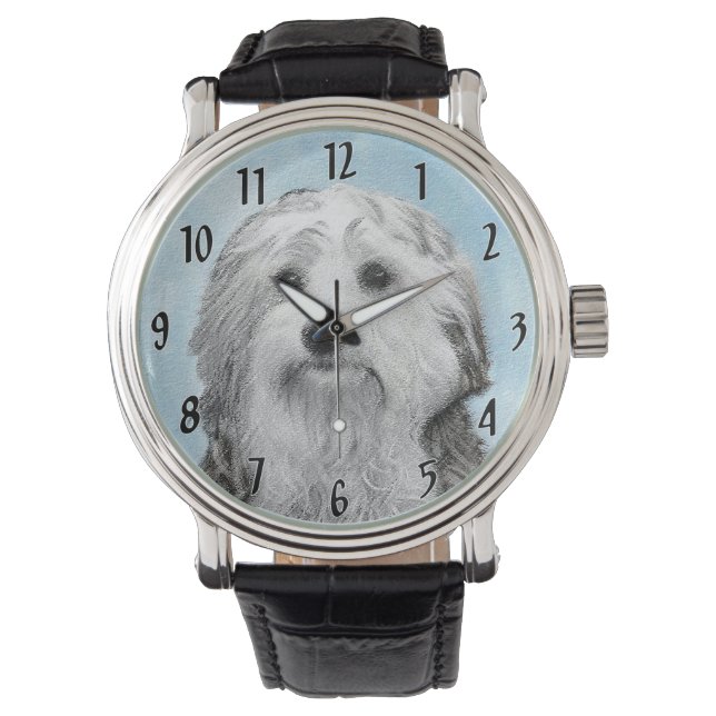 Lågchen-målning - Söt Original Hundkonst Armbandsur (Framsida)