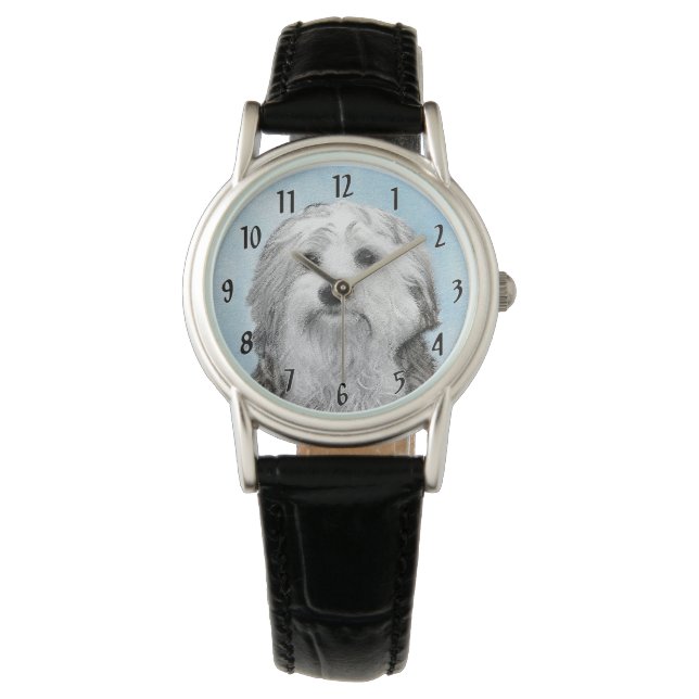 Lågchen-målning - Söt Original Hundkonst Armbandsur (Framsida)