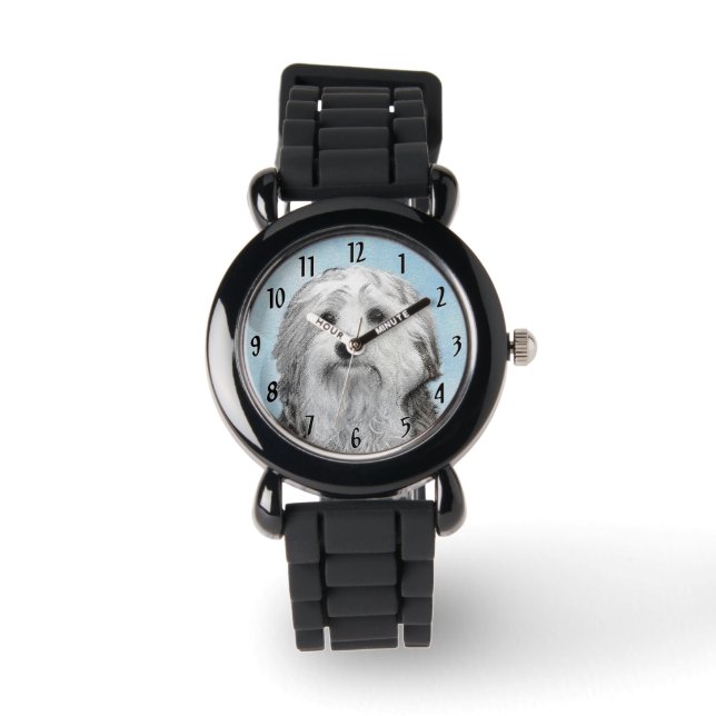 Lågchen-målning - Söt Original Hundkonst Armbandsur (Framsida)
