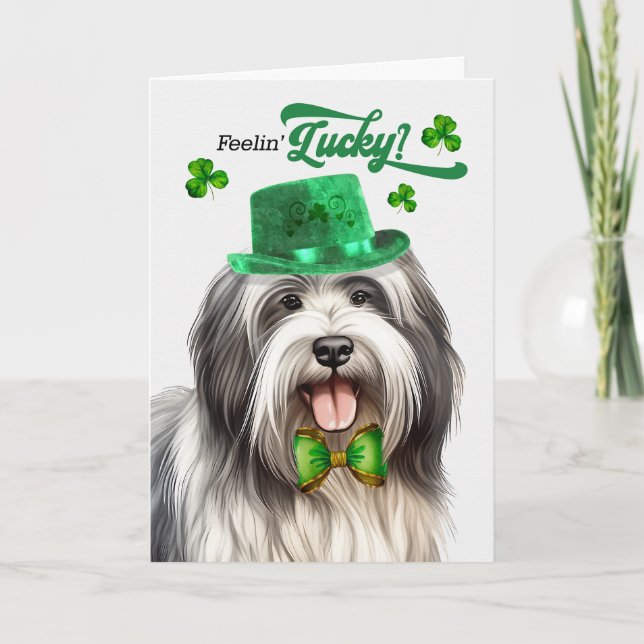 Lågchenhund Känner sig Lycklig St Patrick's Day Helgkort (Framsida)