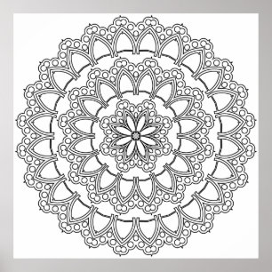 Lagd blad- och pärlring Mandala-designkonst Poster