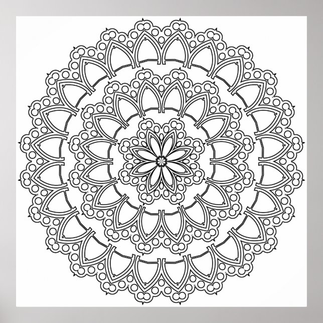 Lagd blad- och pärlring Mandala-designkonst Poster (Framsidan)
