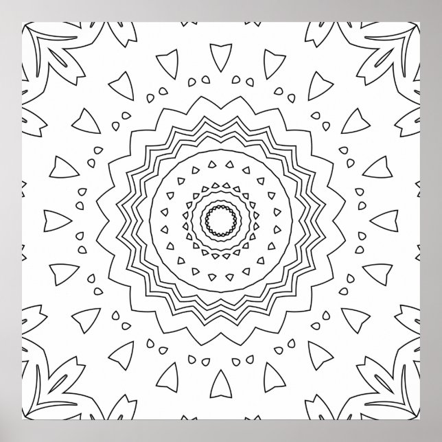 Lagd Skalad Mandala Ringmönster att Färglägga Poster (Framsidan)