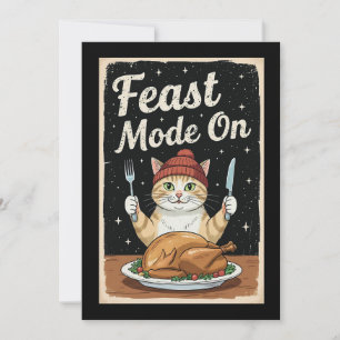 Läge för thanksgiving Kattmatning på Julkort