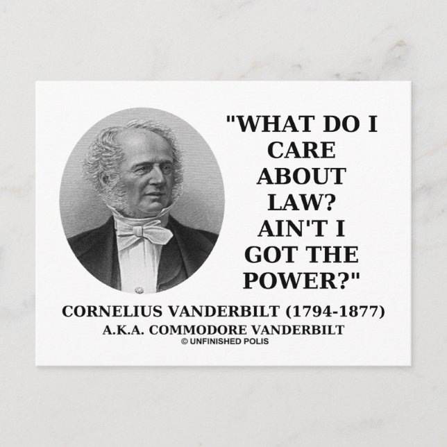 Lagen är inte jag Har makten (Cornelius Vanderbilt Vykort (Framsida)