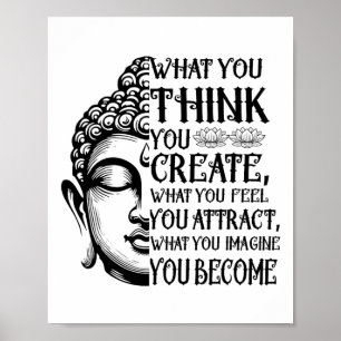 Lagen om attraktion Andlig Buddha Meditation Citat Poster