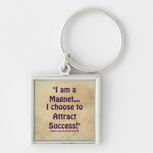 Lagen om Attraktion Success Motivational Zipper pu Fyrkantig Silverfärgad Nyckelring