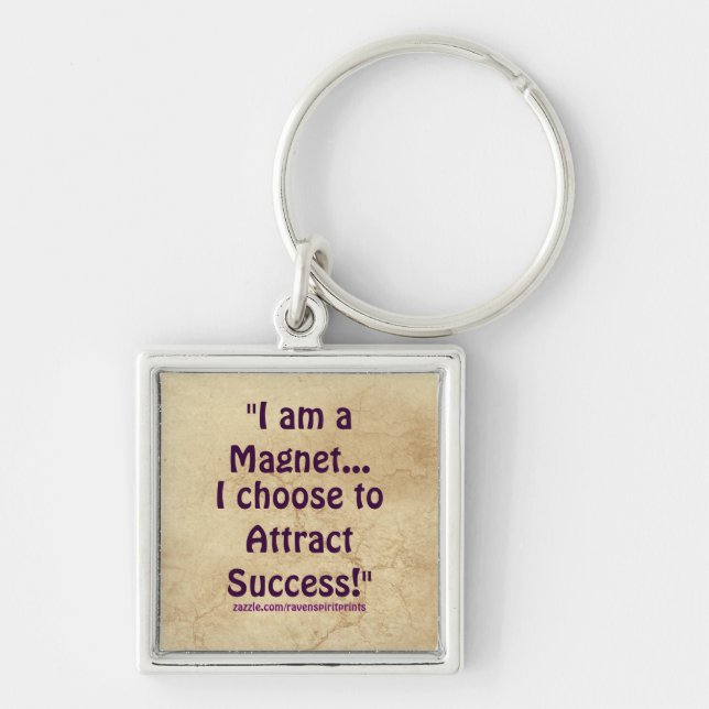 Lagen om Attraktion Success Motivational Zipper pu Fyrkantig Silverfärgad Nyckelring (Framsidan)