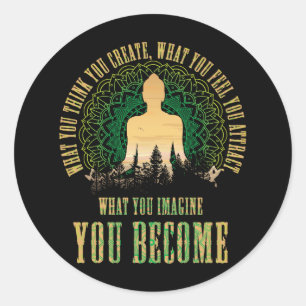 Lagen om Buddha Meditation Yoga i Attraktion Andli Runt Klistermärke