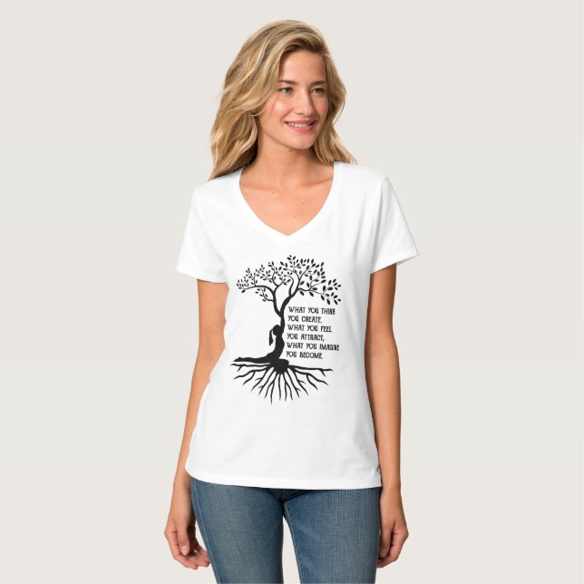 Lagen om Buddha-meditationen i Attraktion Andlig T Shirt (Hel framsida)