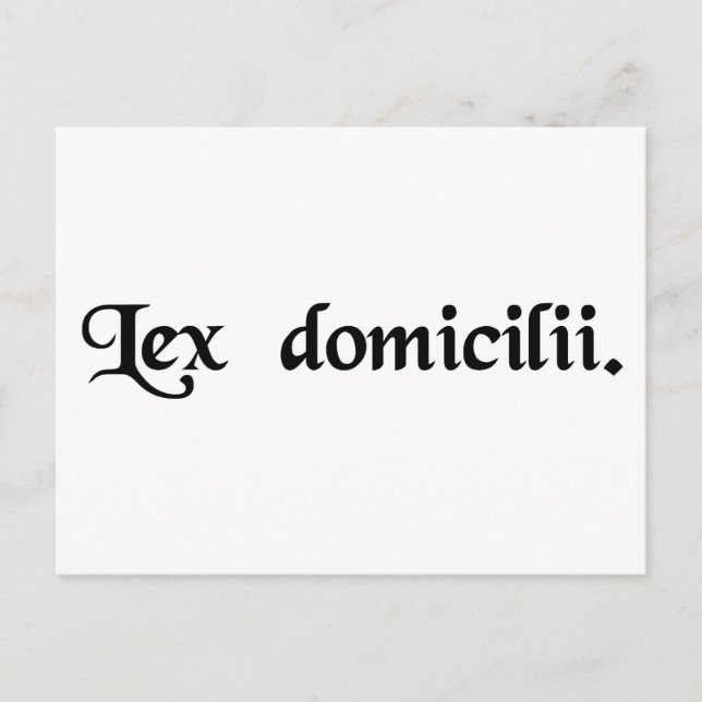 Lagen om en persons hem land. vykort (Framsida)