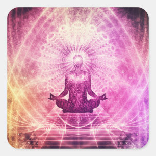 Lagen om upplysta meditationer i Attraktion Chakra Fyrkantigt Klistermärke