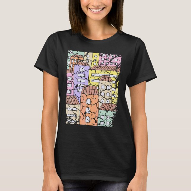 Lägenheter Stad Utmattad T Shirt (Framsida)