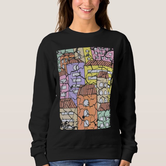 Lägenheter Stad Utmattad T Shirt (Framsida)